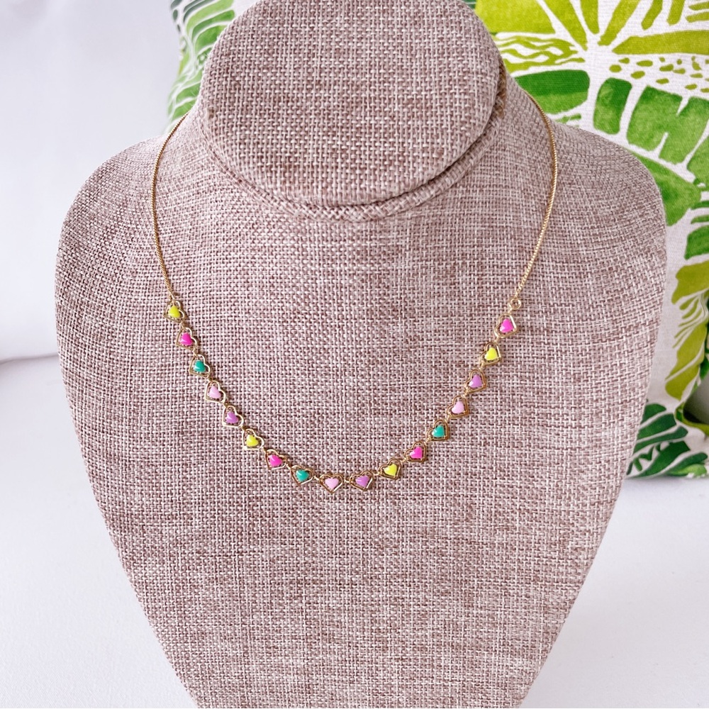 Gold Multicolor Heart Pendant Necklace - Women Jewelry